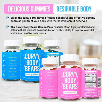 Curvy Body Bears Gummies Combo Pack - Chest and Bum Gummies - Workout Aid