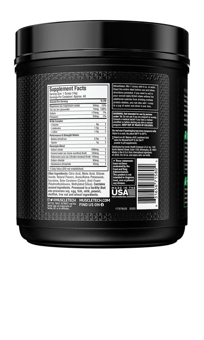 BCAA Amino Acids + Electrolyte Powder, MuscleTech Amino Build, 7g of BCAAs