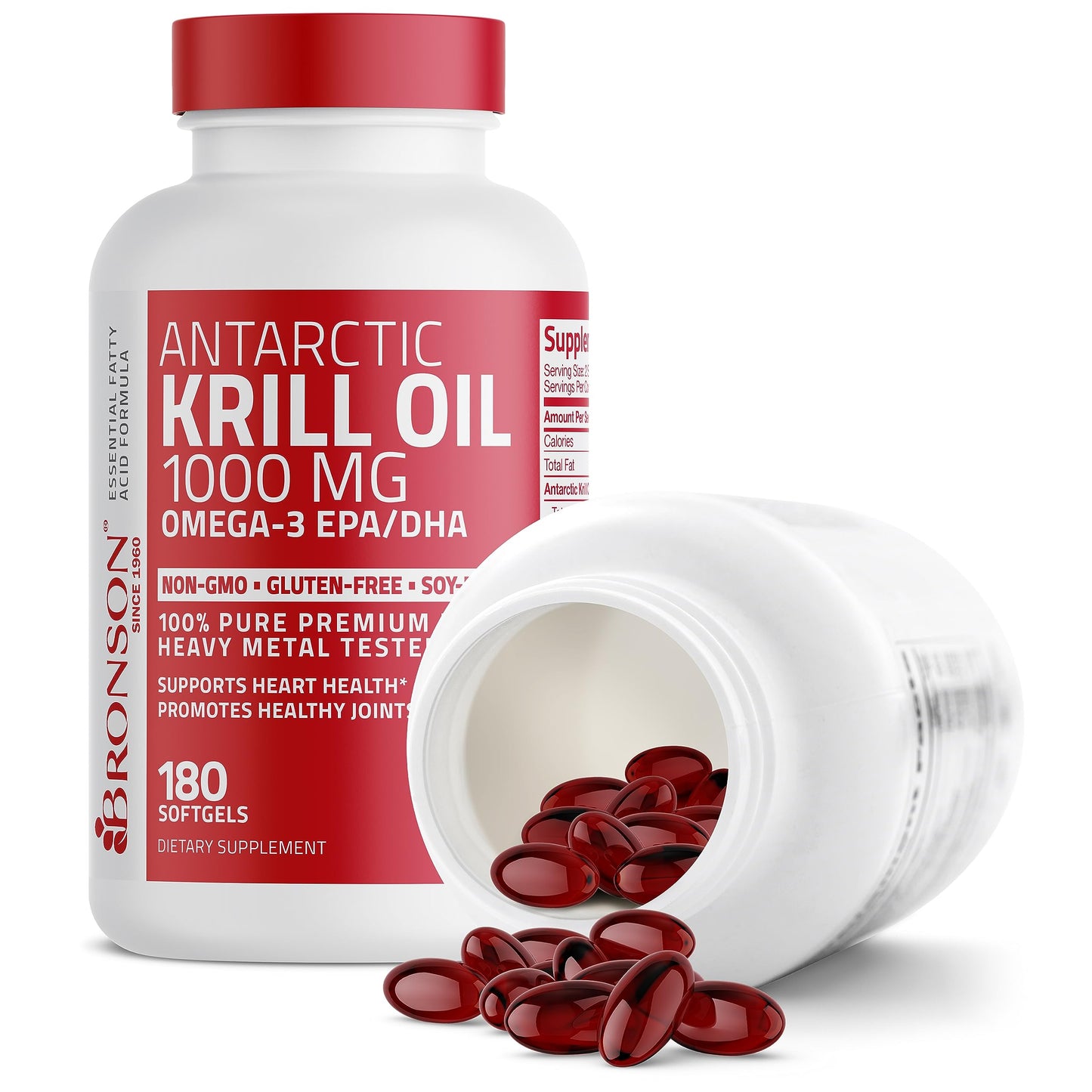 Bronson Antarctic Krill Oil 1000 mg with Omega-3s EPA, DHA, Astaxanthin and Phospholipid