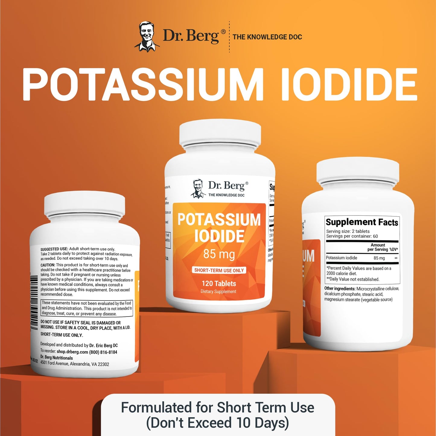 Dr. Berg's Incredible Potassium Iodide Tablets - Now 120 Tablets with a Smaller Easy