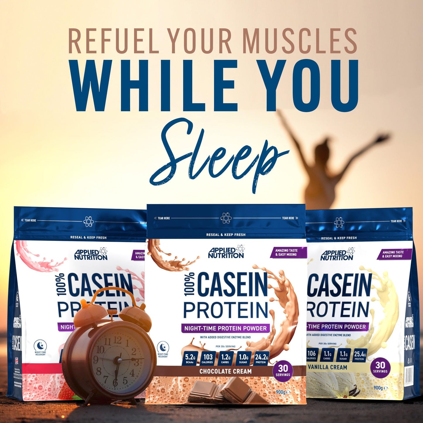 Applied Nutrition Casein Protein Powder - Micellar Casein Supplement, Slow Release Protein