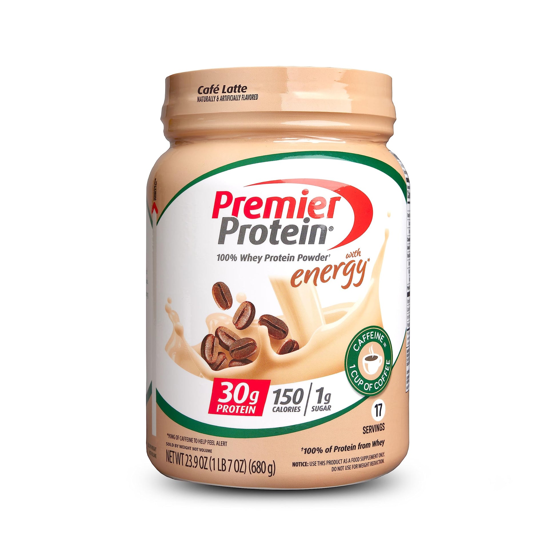 Premier Protein Powder, Cafe Latte , 30g Protein, 1g Sugar, 100% Whey Protein