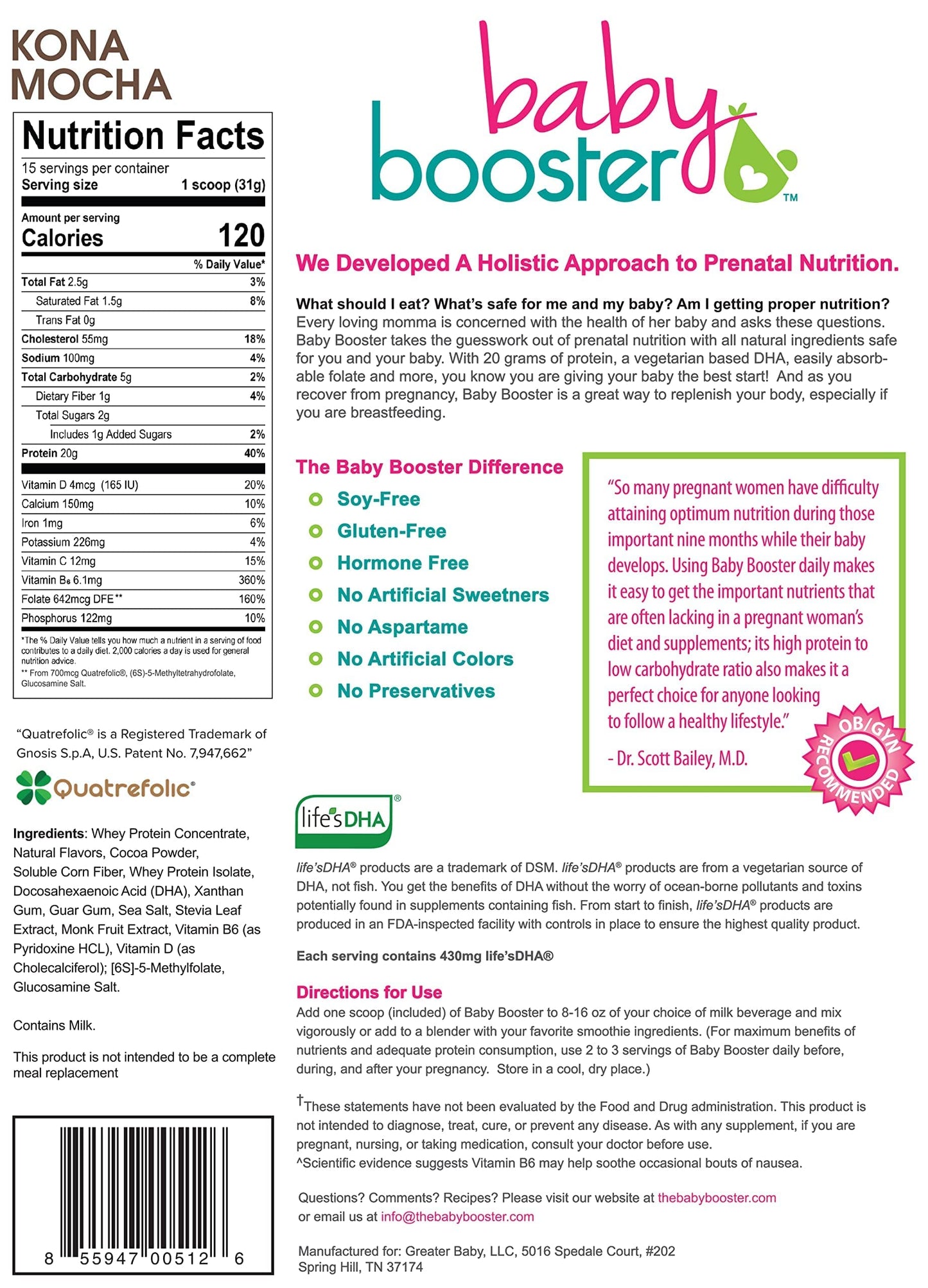 Baby Booster Prenatal Vitamin Supplement Shakes, Kona Mocha and Tahitian Vanilla