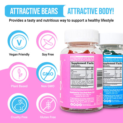 Curvy Body Bears Gummies Combo Pack - Chest and Bum Gummies - Workout Aid