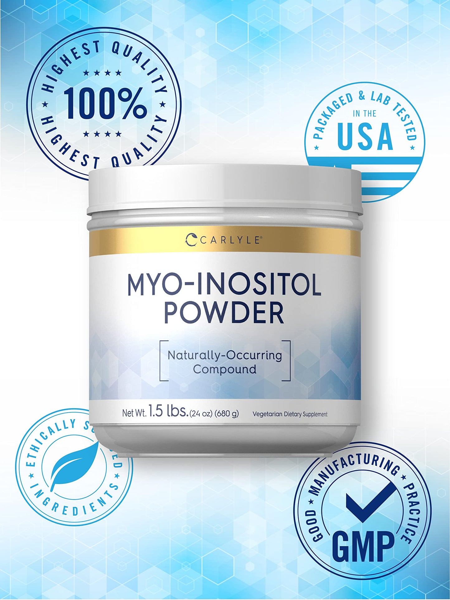 Carlyle Myo-Inositol Powder Supplement | 1.5 lbs | Naturally Occuring Compound