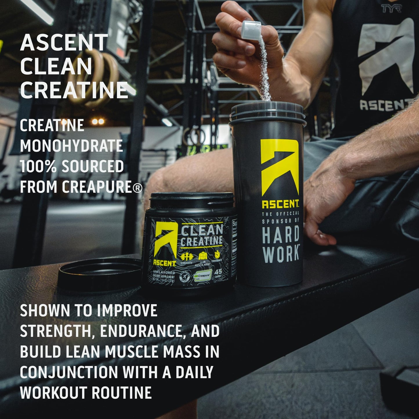 Ascent Clean Creatine Monohydrate Powder - 5G Per Serving, Creapure Creatine Supple