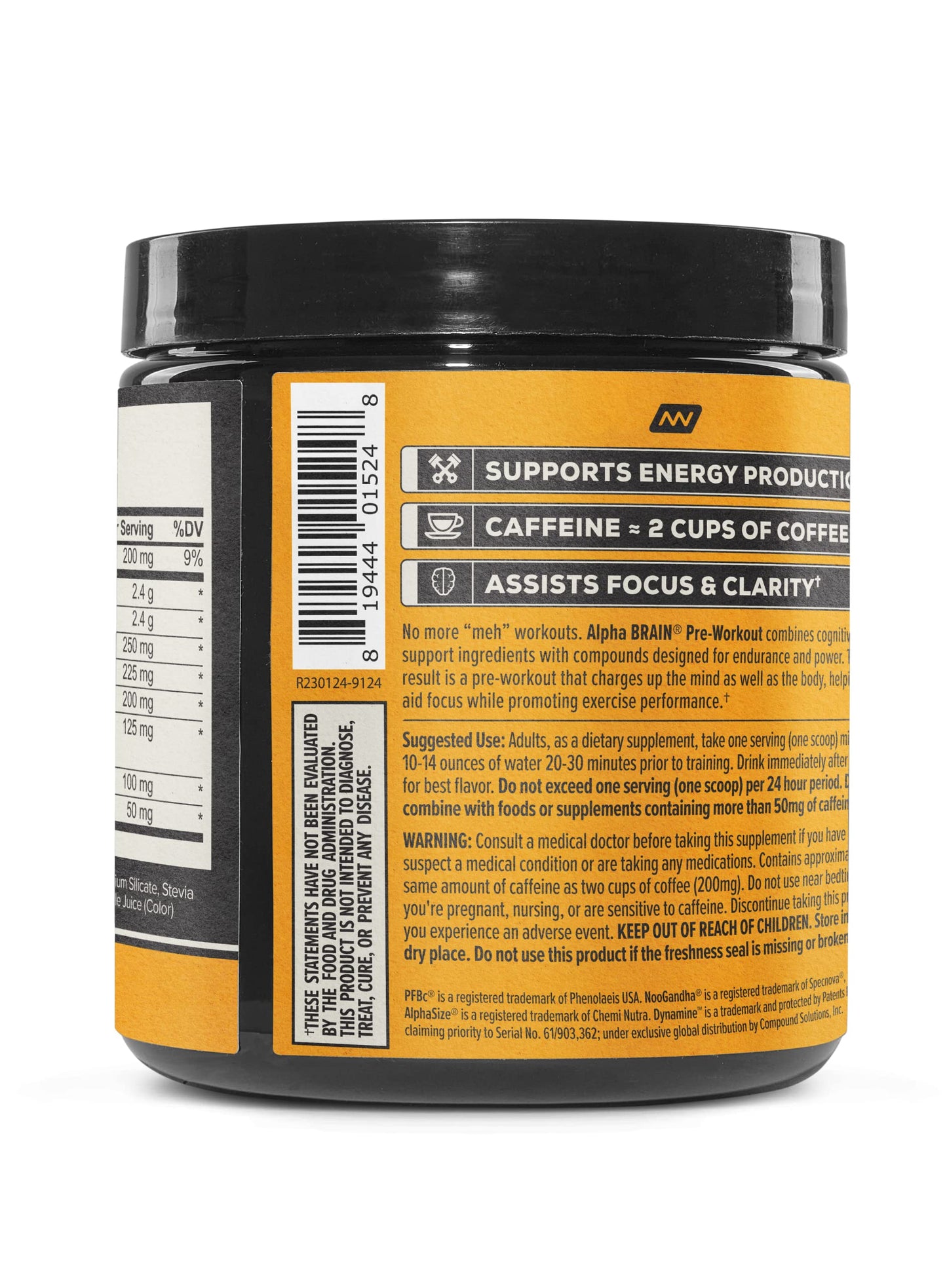 ONNIT Alpha Brain Pre-Workout - Yuzu Peach (20 Serving Tub)