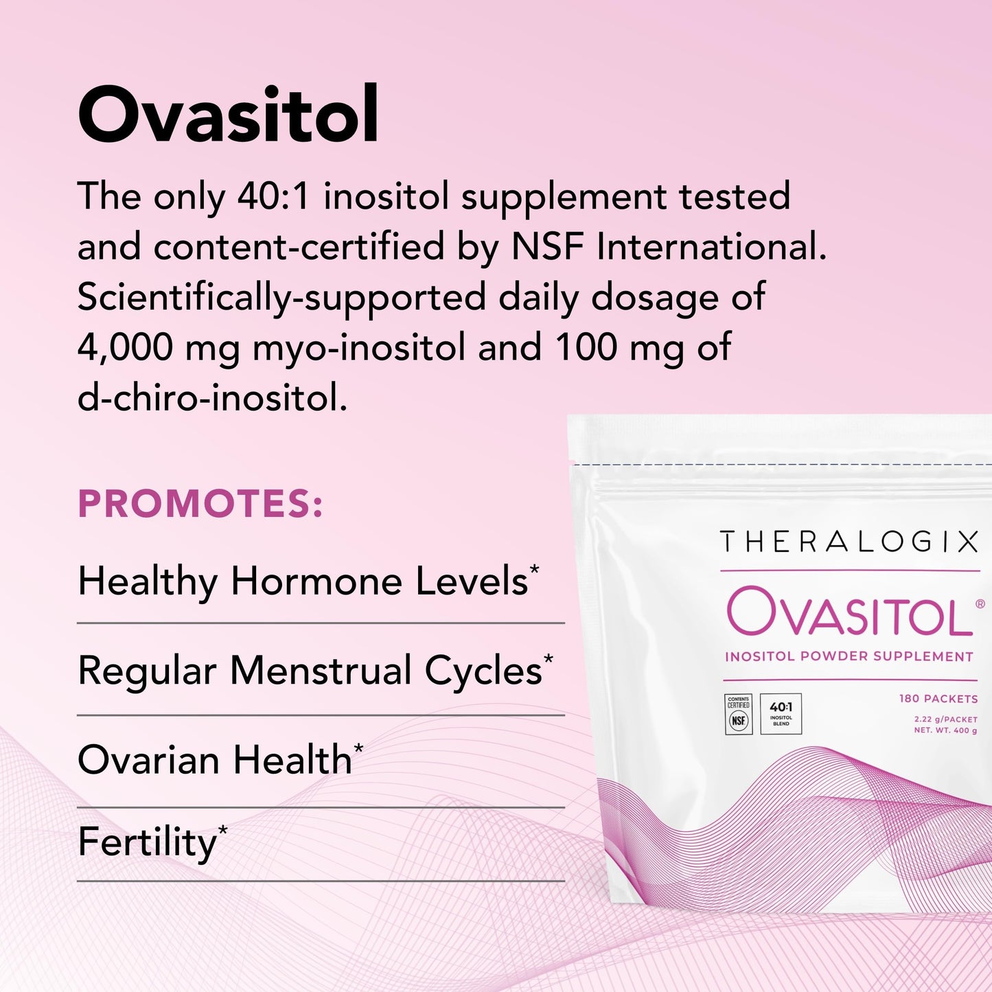 Theralogix Ovasitol Inositol Powder Packets - 180 Servings - Myo-Inositol