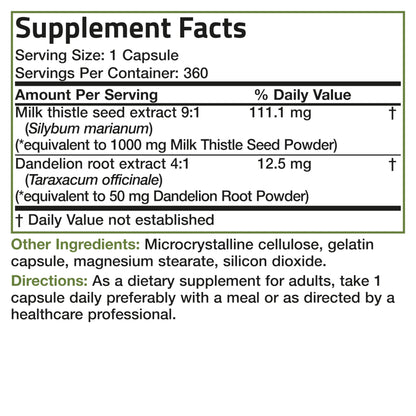 Bronson Milk Thistle Silymarin Marianum & Dandelion Root Liver Health Support