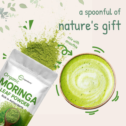 Organic Moringa Oleifera Leaf Powder for Hair, 2 Pounds, Rich in Antioxidants and Immune