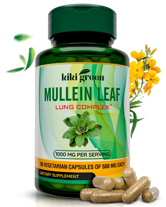 KIKI Green Mullein Leaf Extract Capsules - Herbal Respiratory Supplement - for Lung Cleans