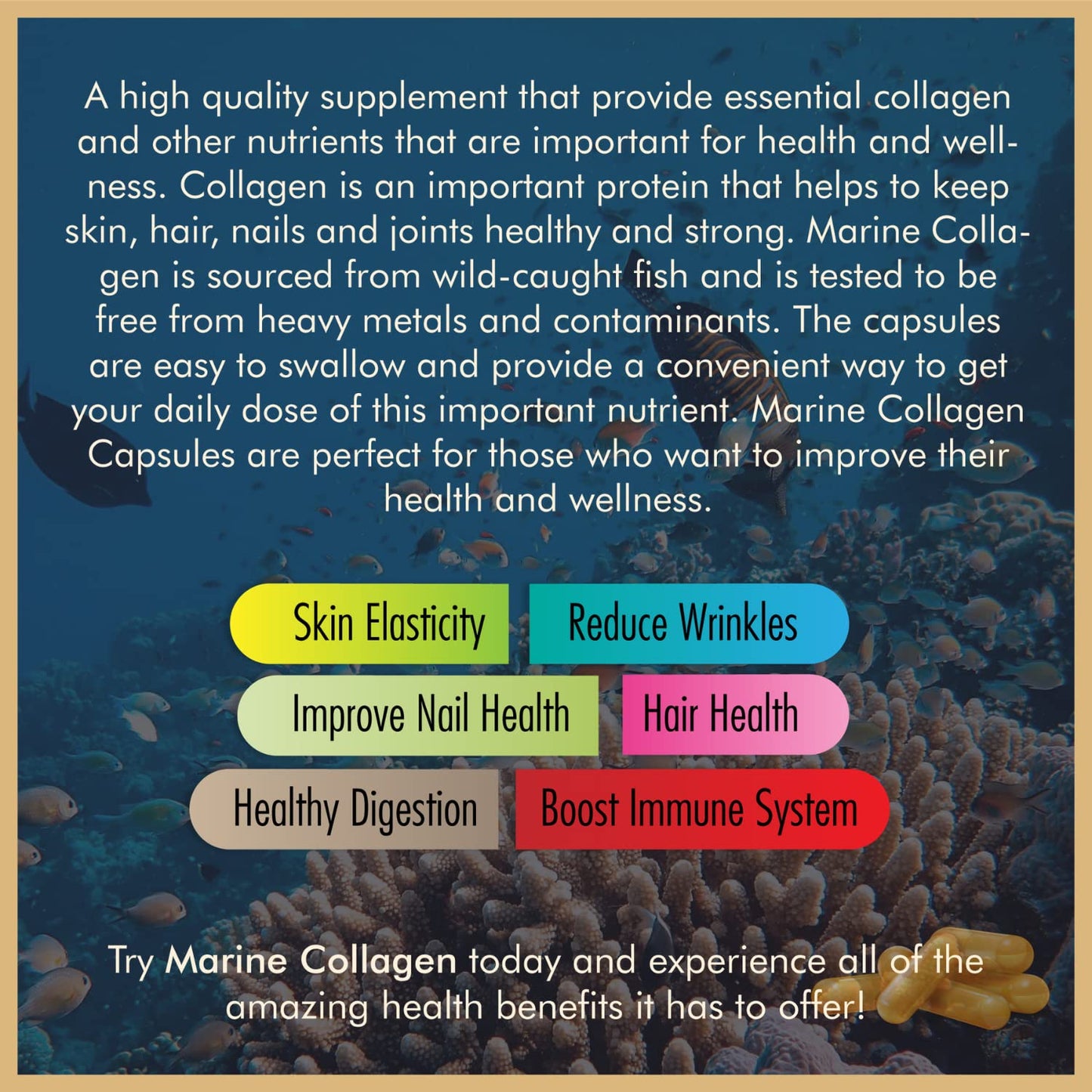 Vitalytes Marine Collagen Supplement 2400mg | 120 Marine Collagen Capsules Made in The UK