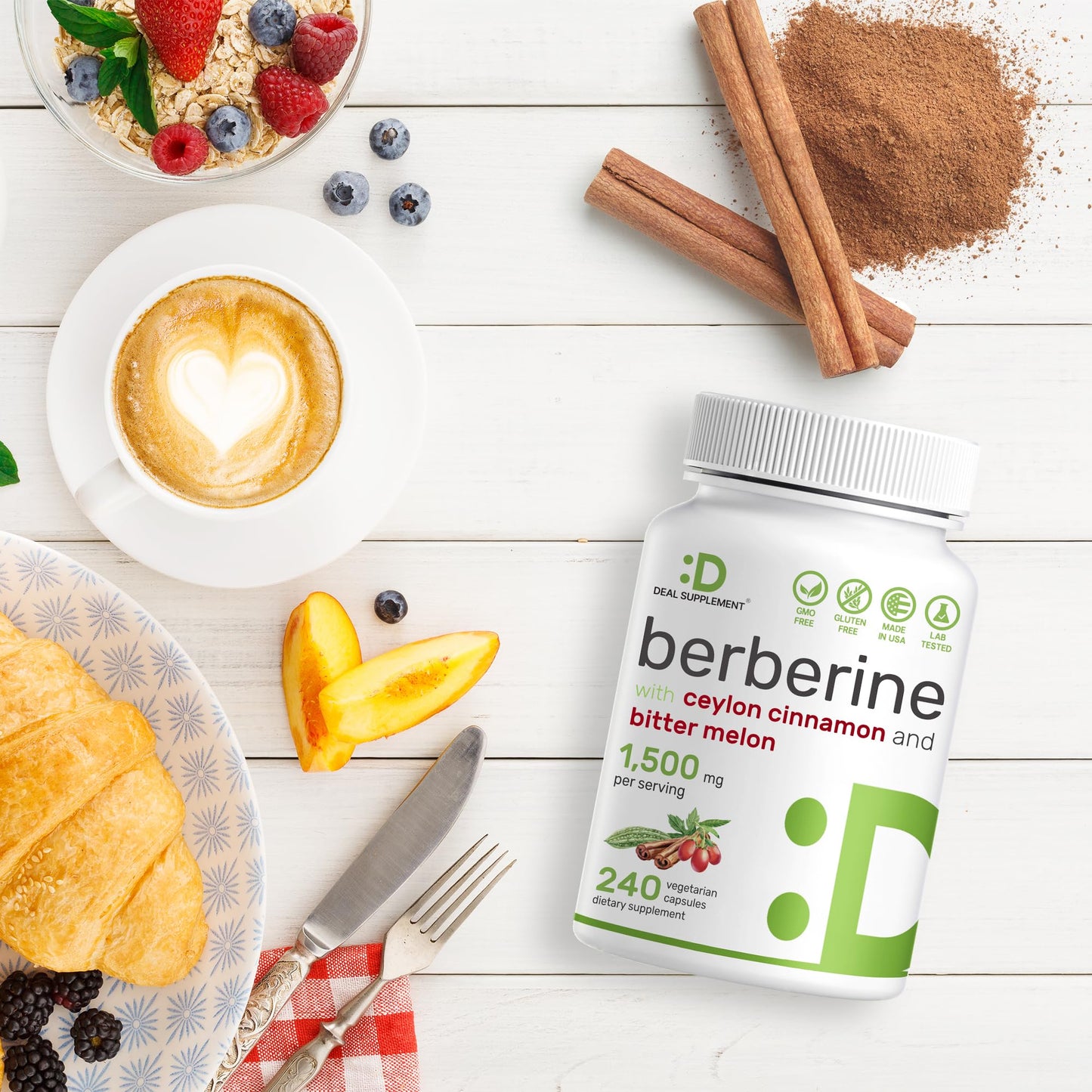 Berberine Supplement 500mg Per Capsule (1500mg Per Serving) | 240 Veggie Capsules