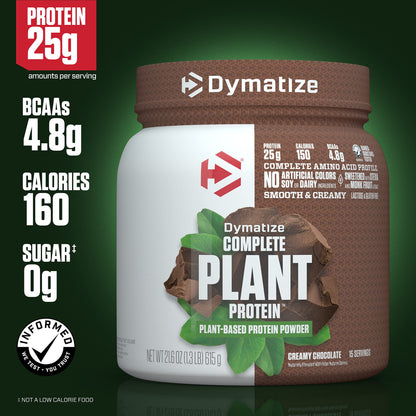 Dymatize Vegan Plant Protein, Creamy Chocolate, 25g Protein, 4.8g BCAAs, Complete