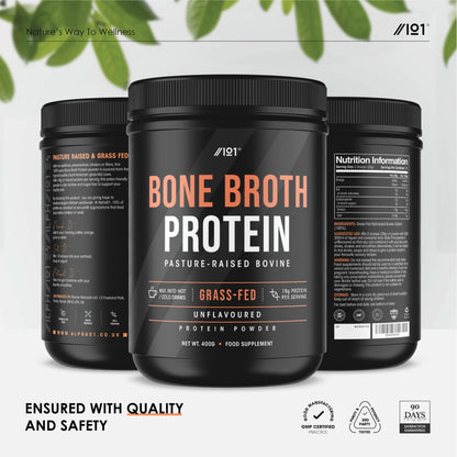 Bone Broth Beef Protein Powder - 400g - Unflavoured - 100% Grass-Fed & Pasture Raised Beef