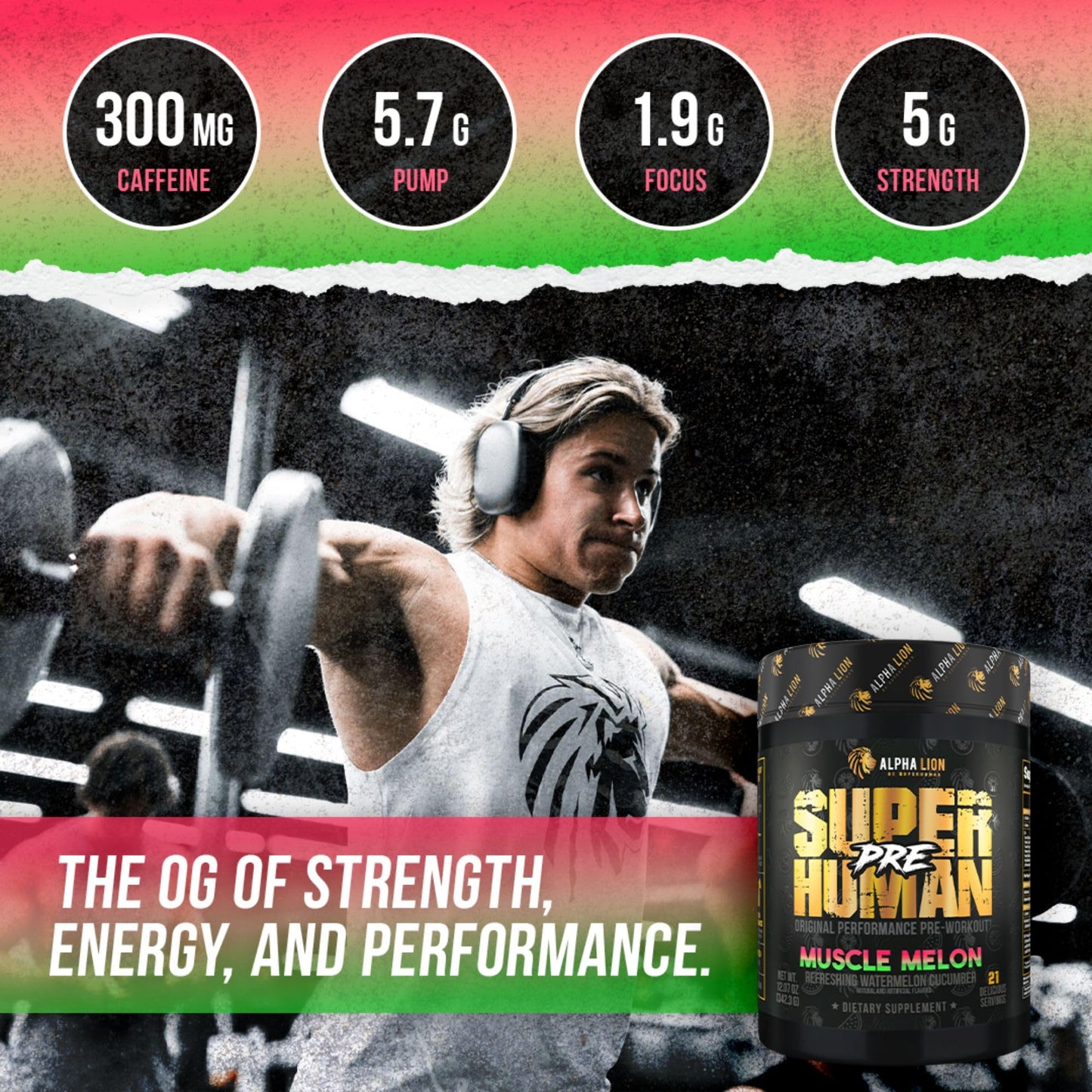 ALPHA LION Superhuman Pre Workout Powder, Beta Alanine, L-Taurine & Tri-Source