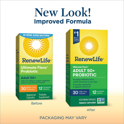 Renew Life Probiotic Adult 50 Plus Probiotic Capsules, Daily Supplement Supports Urinary