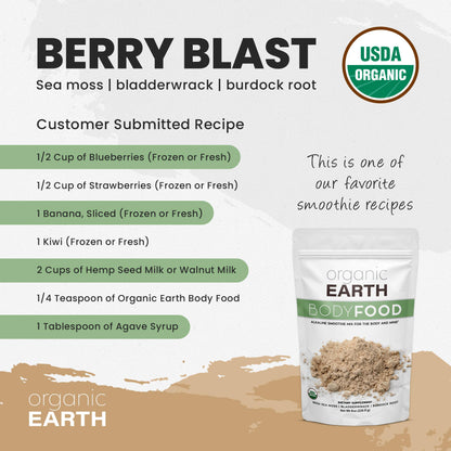 Organic Earth Irish Sea Moss Powder 8oz - Wildcrafted Sea Moss Organic with Bladderwrac