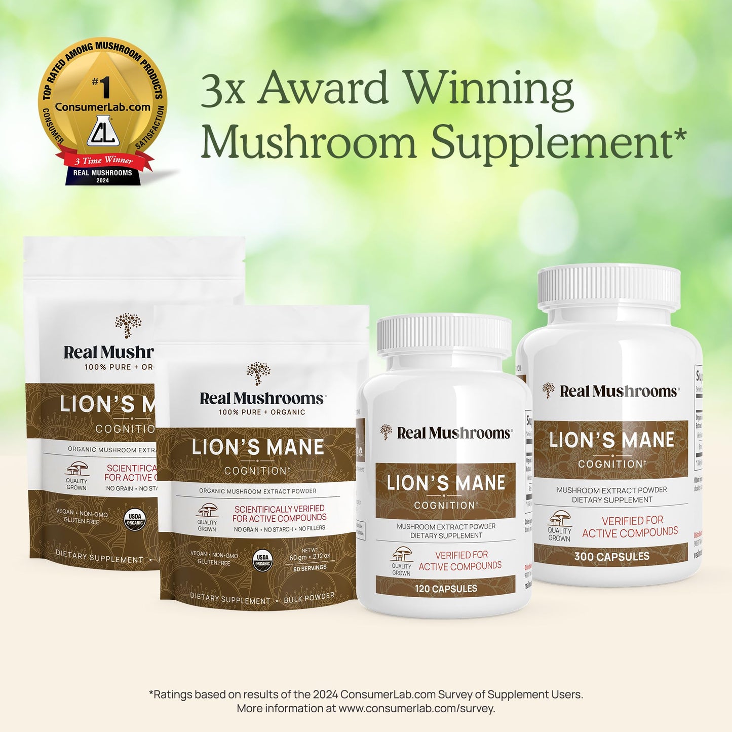 Real Mushrooms Lion’s Mane Powder - Organic Lions Mane Mushroom Extract