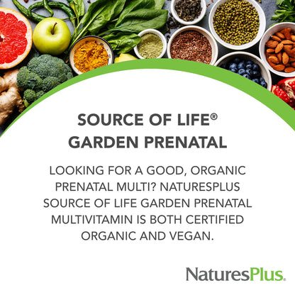 NaturesPlus Source of Life Garden Certified Organic Prenatal Multivitamin - 90 Vegan Tablets