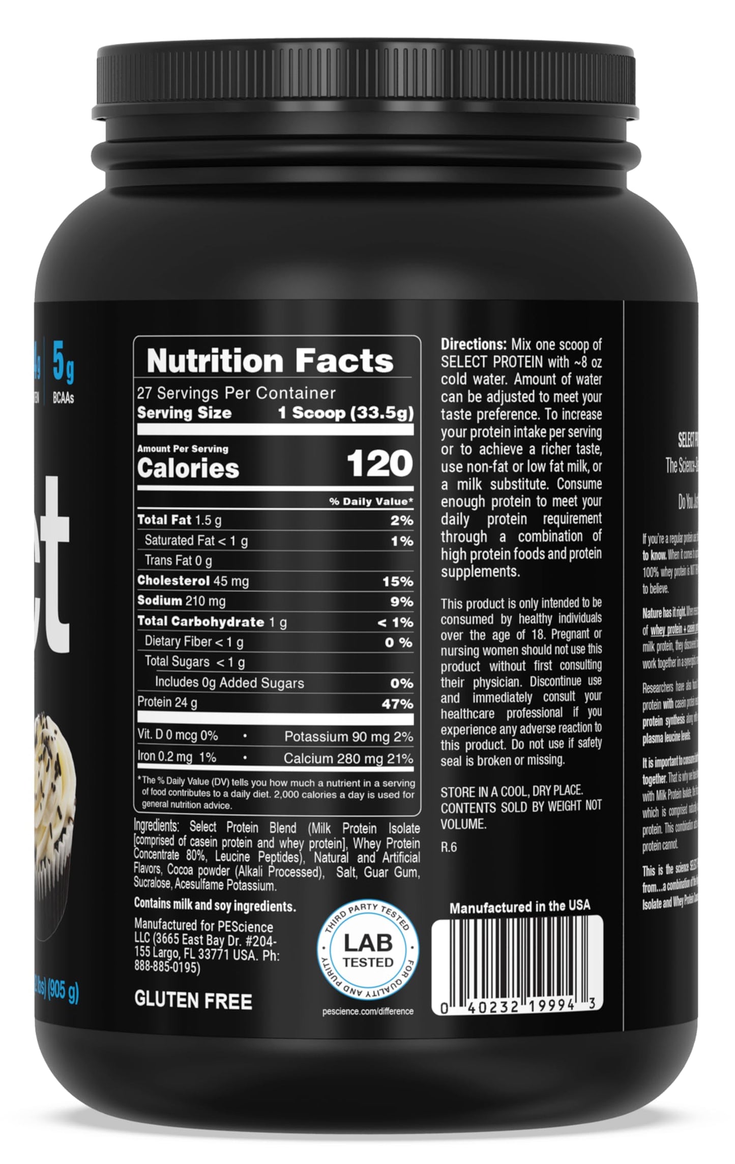 PEScience Select Low Carb Protein Powder, Chocolate Cupcake, 27 Serving, Keto