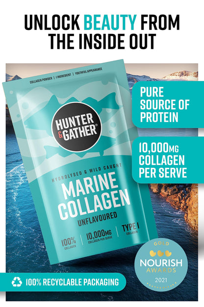 Hunter & Gather Marine Collagen Powder 300g | Pure Unflavoured Premium Hydrolysed Wild Caught Marine Collagen