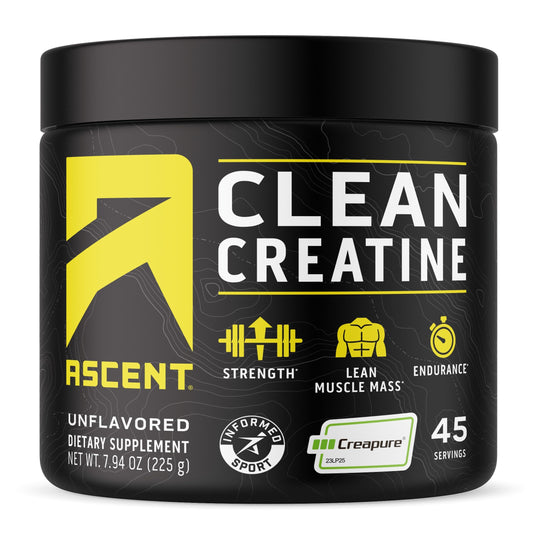 Ascent Clean Creatine Monohydrate Powder - 5G Per Serving, Creapure Creatine Supple