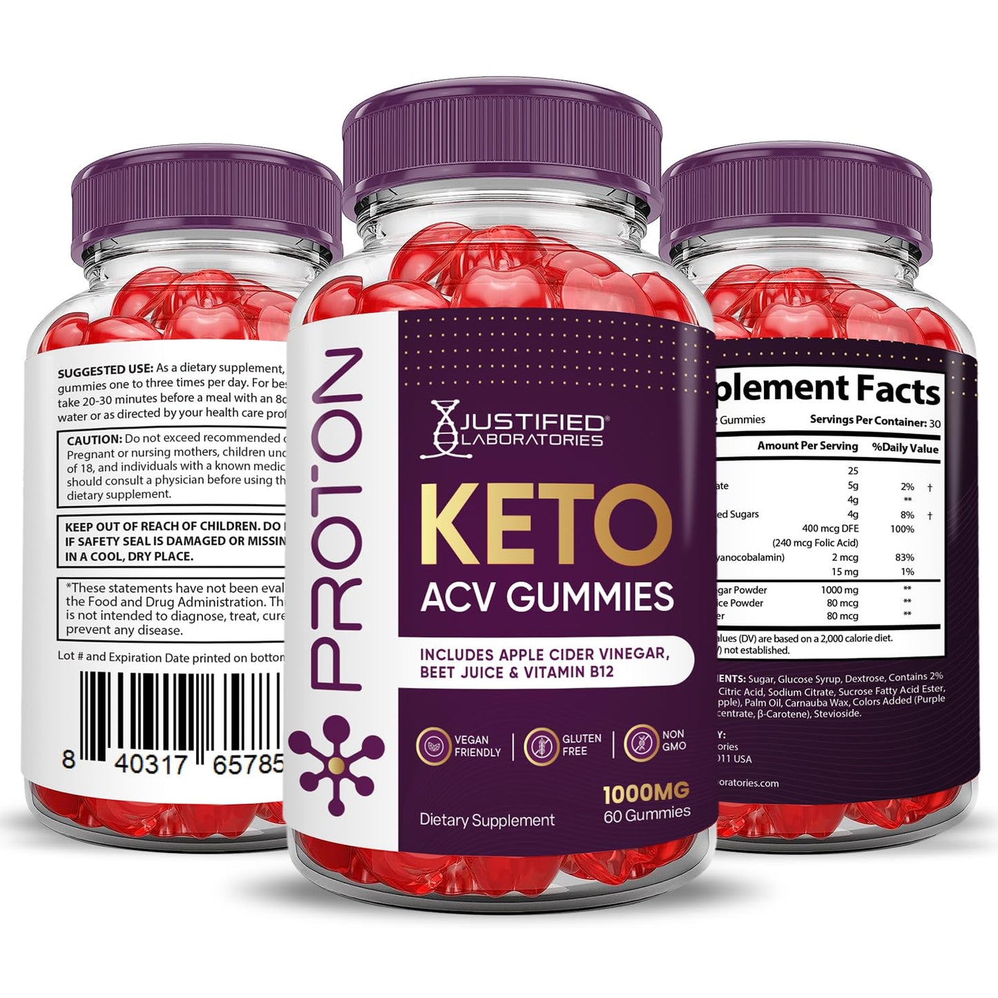 (2 Pack) Proton Protein Keto ACV Gummies Advanced Formula 1000MG Proton Keto