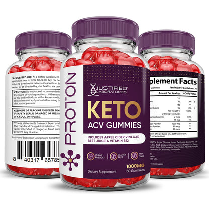 (2 Pack) Proton Protein Keto ACV Gummies Advanced Formula 1000MG Proton Keto