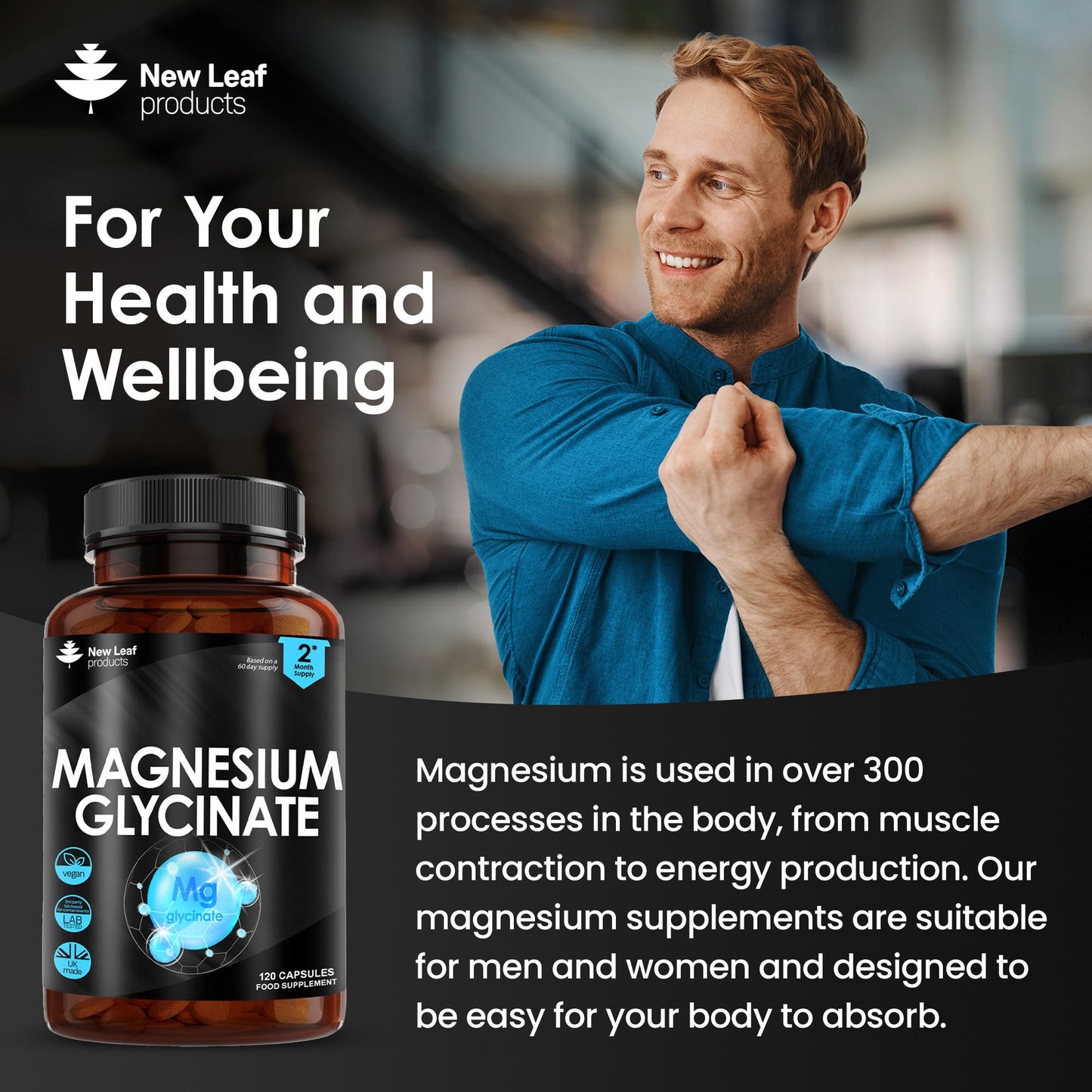 Magnesium Glycinate Supplements - 1040mg of Magnesium - 120 High Strength Capsules