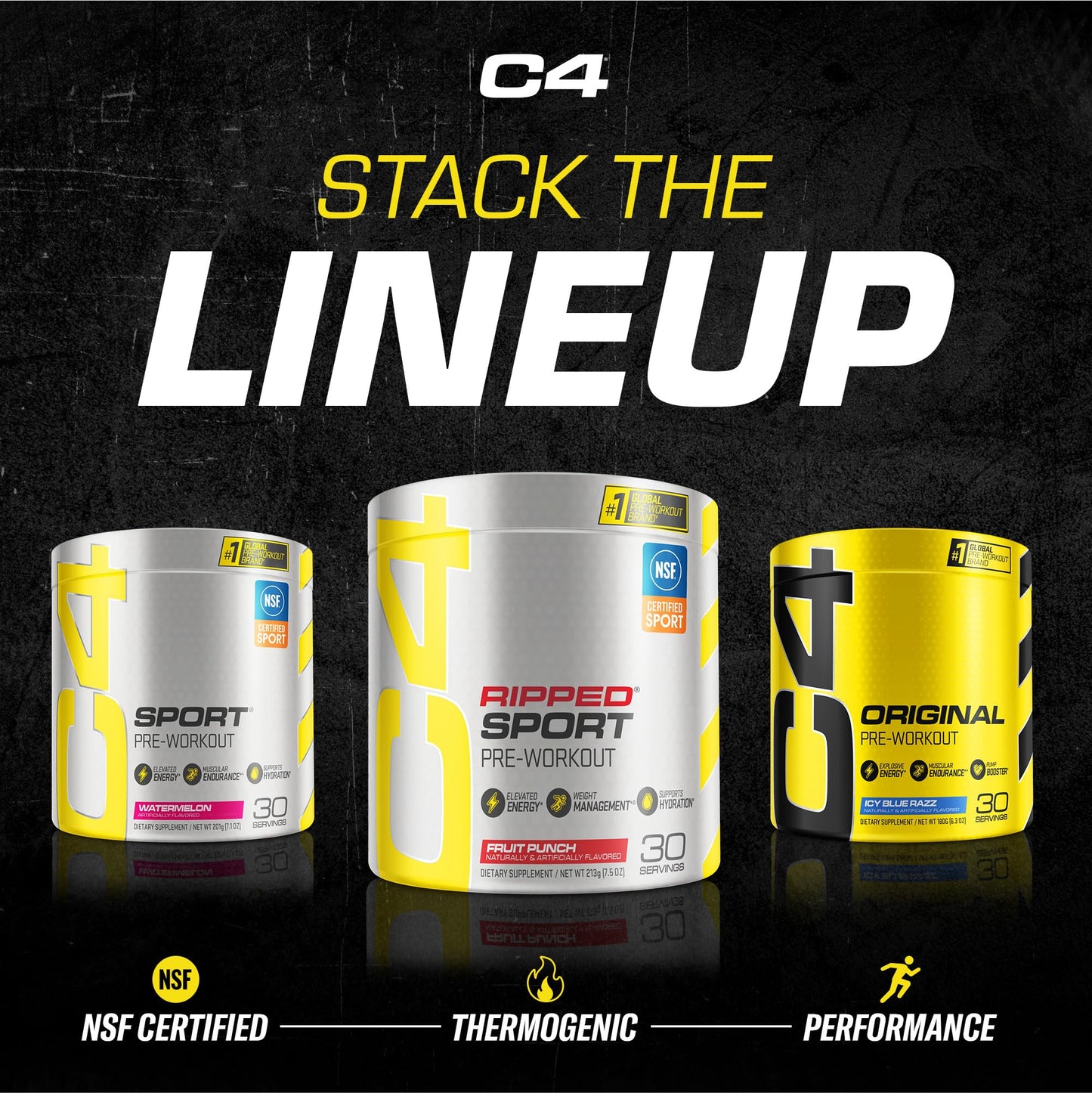 C4 Ripped Sport Pre Workout Powder Fruit Punch - NSF Certified for Sport + Sugar Free