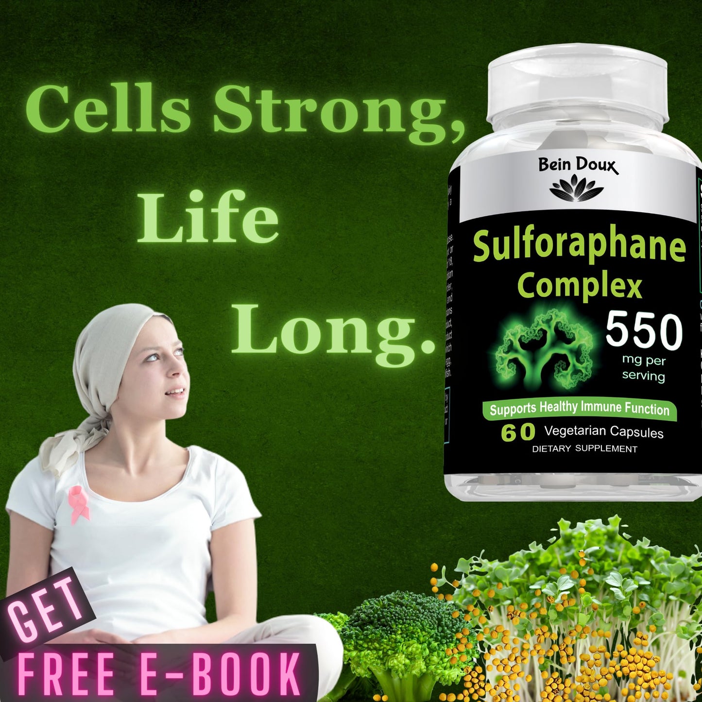 550mg Sulforaphane Supplement with Glucoraphanin and Myrosinase | Broccoli Supplemen