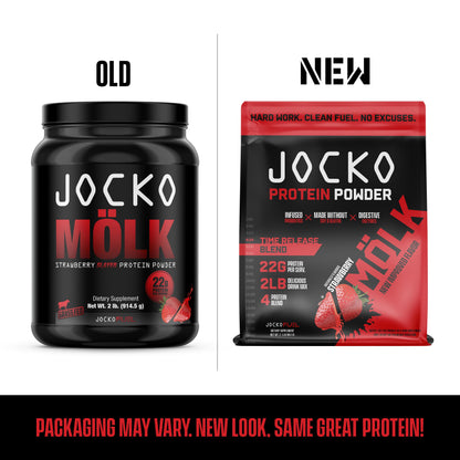 Jocko Mölk Whey Protein Powder (Strawberry) - Keto, Probiotics, Grass Fed, Digestive