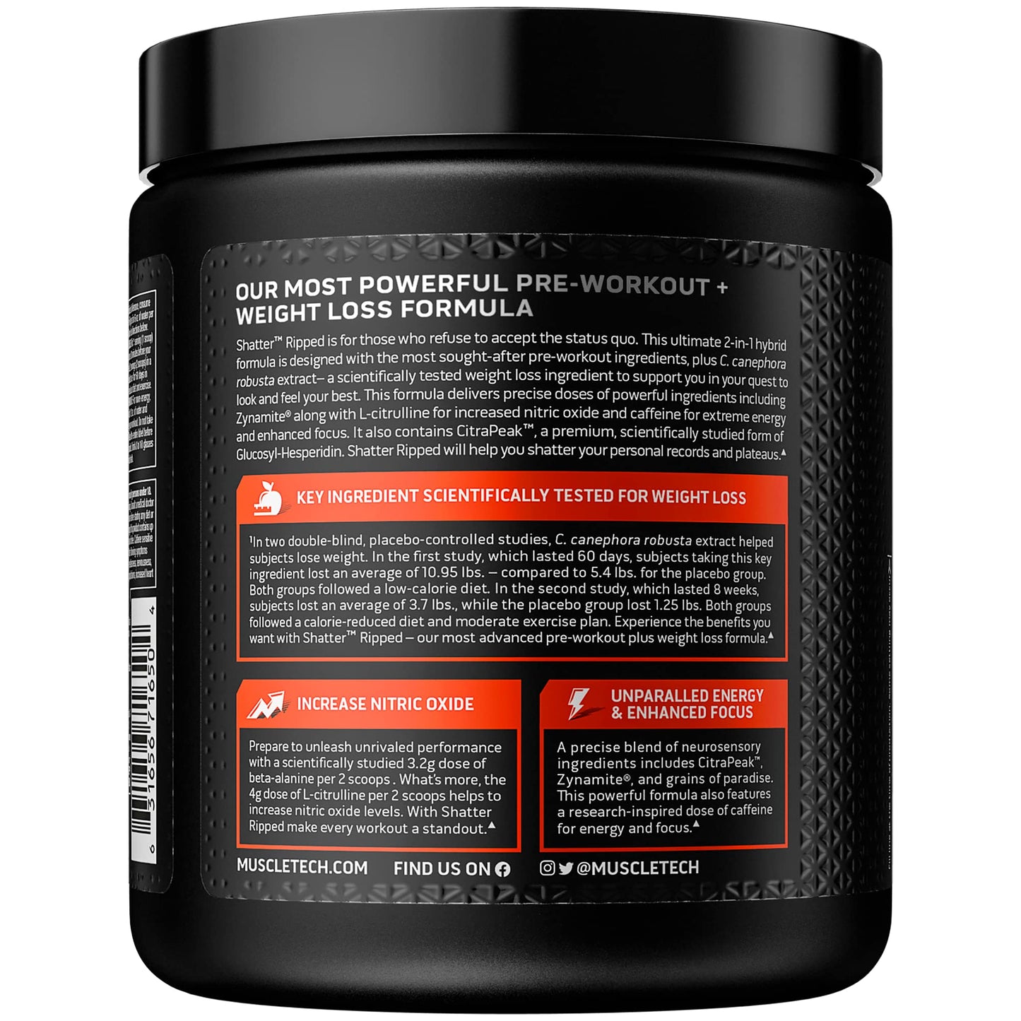 Pre Workout + Weight Loss MuscleTech Shatter Ripped Pre-Workout Pre Workout