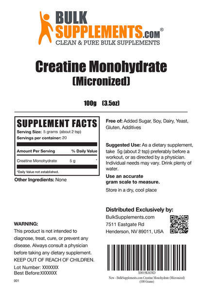 BULKSUPPLEMENTS.COM Creatine Monohydrate Powder - Micronized Creatine