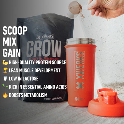 Xwerks Grow 100% New Zealand Grass-Fed Whey Protein - 25g of Pure Isolate Protein