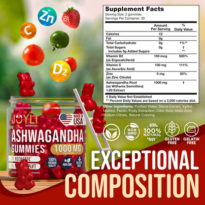 Ashwagandha Gummies for Women & Men - Natural Calm Gummies with Ashwagandha