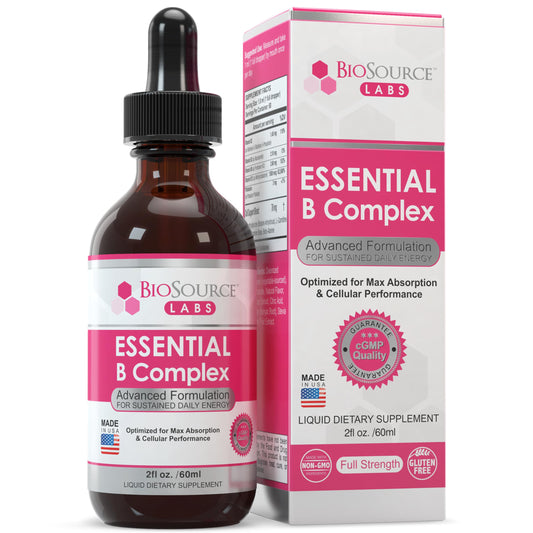 BioSource Labs Essential B Complex - Daily Vegan Vitamin B-Complex Sublingual Liquid 