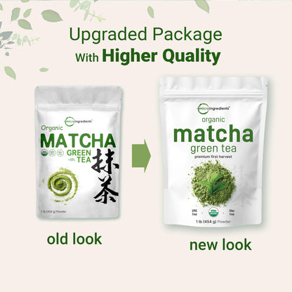 Micro Ingredients Organic Matcha Green Tea Powder, 1lb | Premium First Harvest Japanese