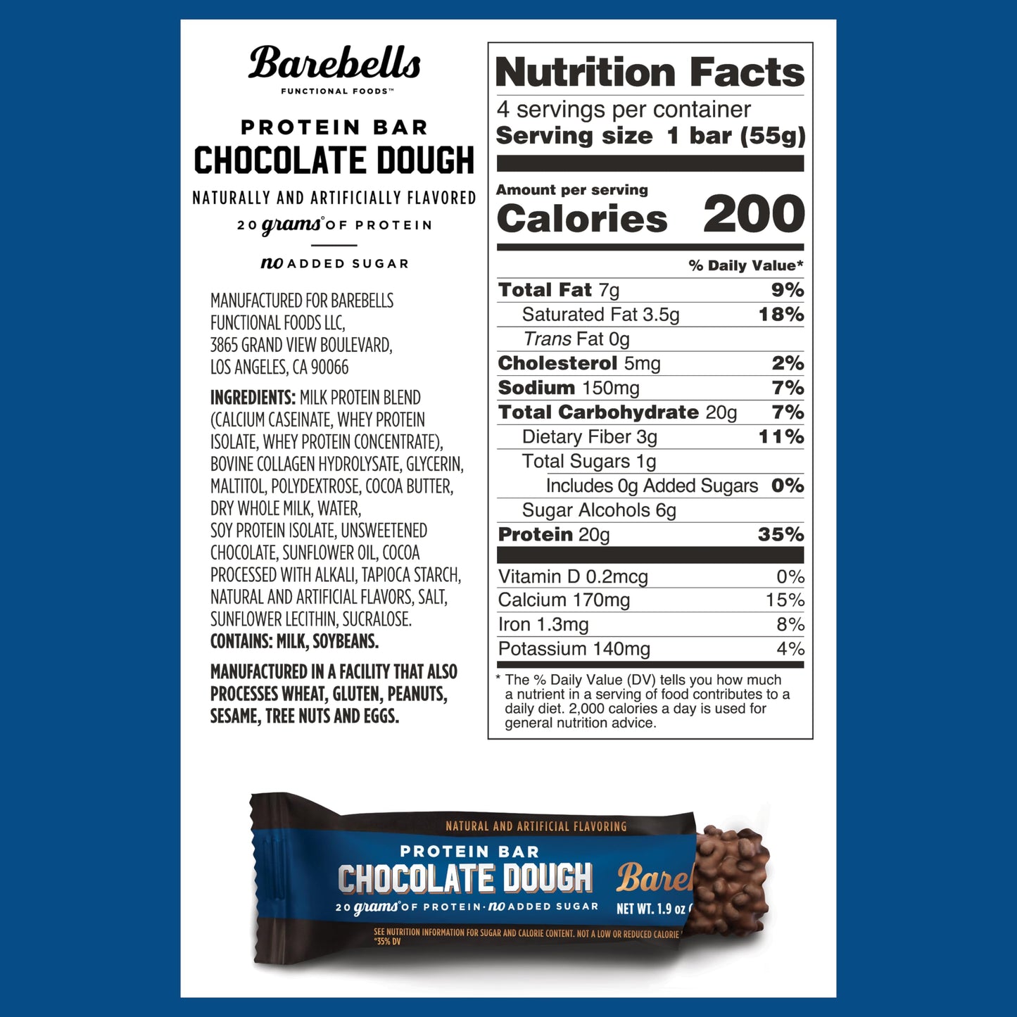 BAREBELLS Protein Bars Variety Value Pack - 16 Count, 1.9oz Bars - Protein Snacks