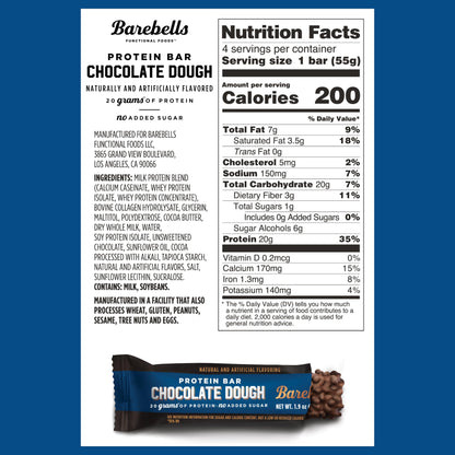 BAREBELLS Protein Bars Variety Value Pack - 16 Count, 1.9oz Bars - Protein Snacks