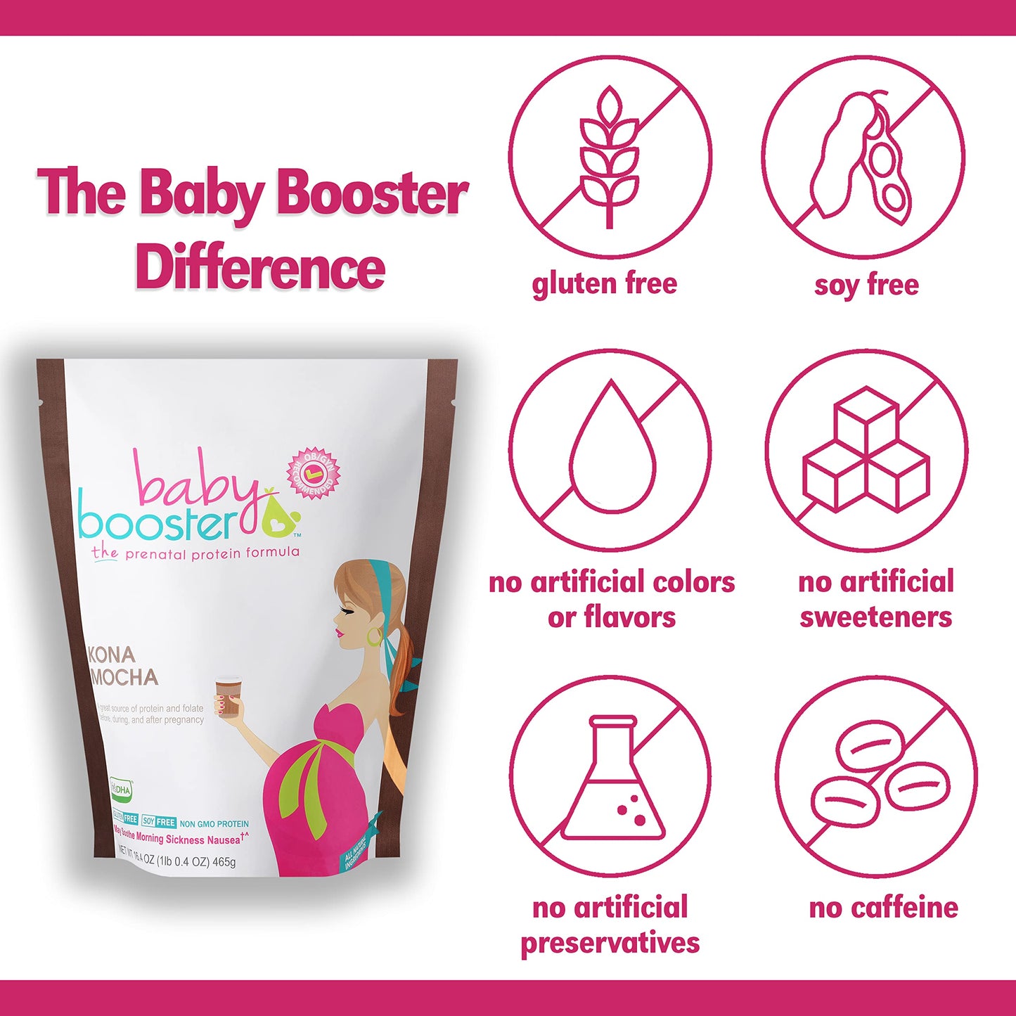 Baby Booster Prenatal Vitamin Supplement Shakes, Kona Mocha and Strawberry