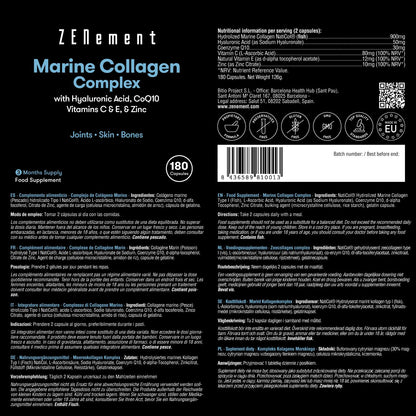 Marine Collagen Complex, with Hyaluronic Acid, CoQ10, Vitamins C & E, & Zinc, 180 Capsules