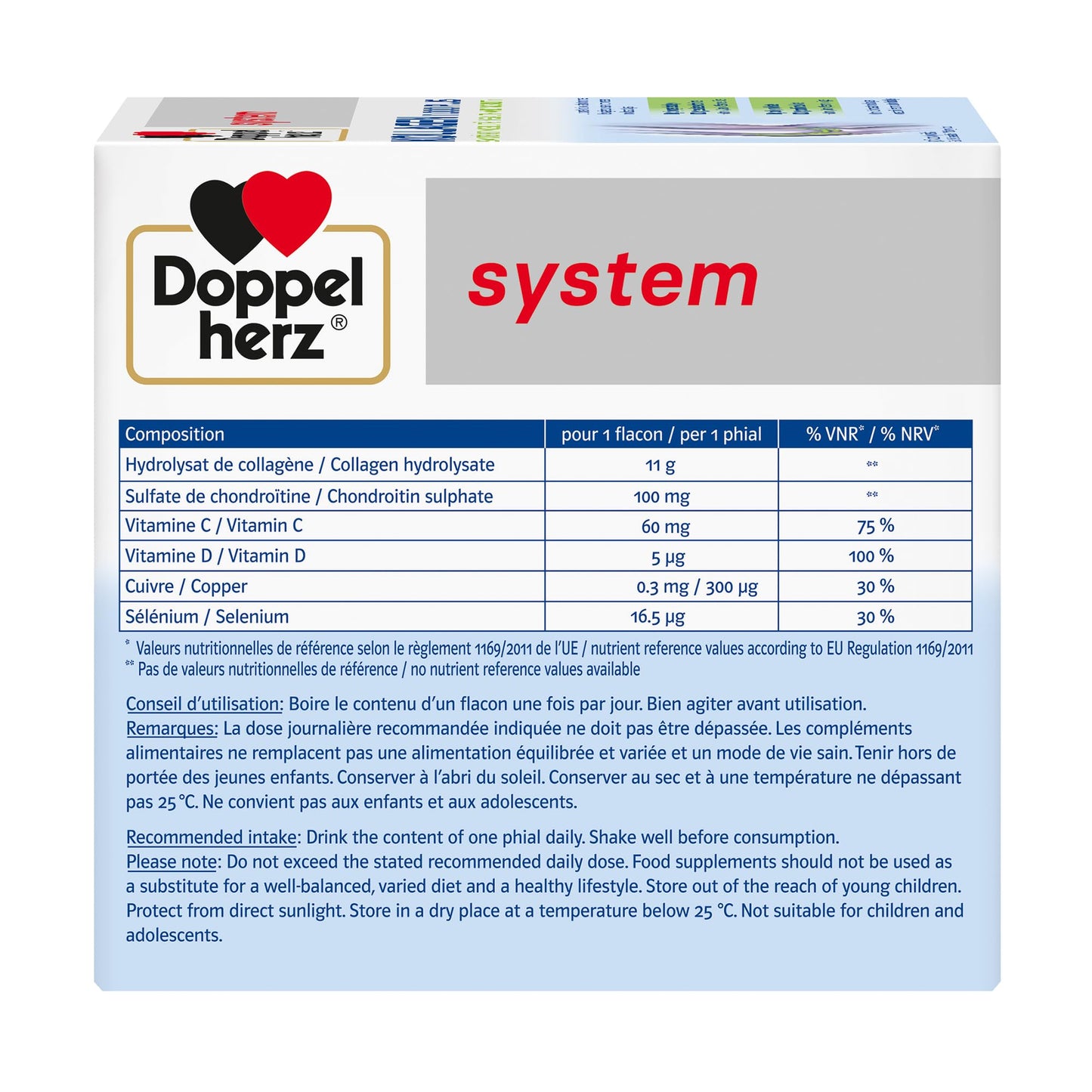 Doppelherz - Kollagen 11000 Plus - Collagen hydrolysate, chondroitin Sulphate, Vitamins C and D and Trace Elements - for Bones, cartilages and tendons - Wild Berry Flavour Liquid- 30 Bottles of 25ml