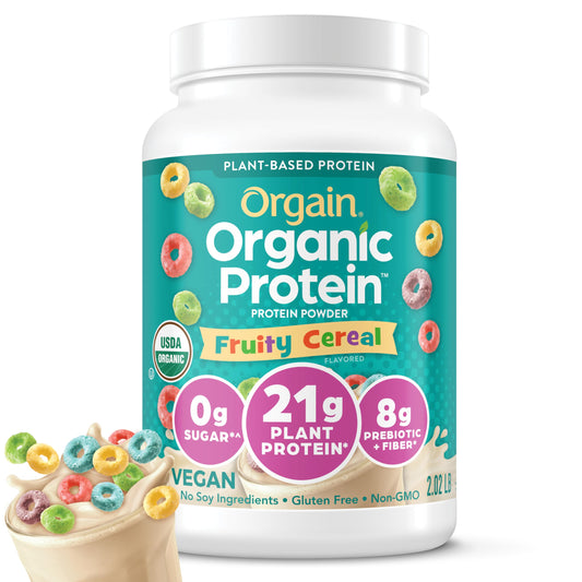 Orgain Organic Vegan Protein Powder, Fruity Cereal - 21g Plant Based Protein, Gluten Free