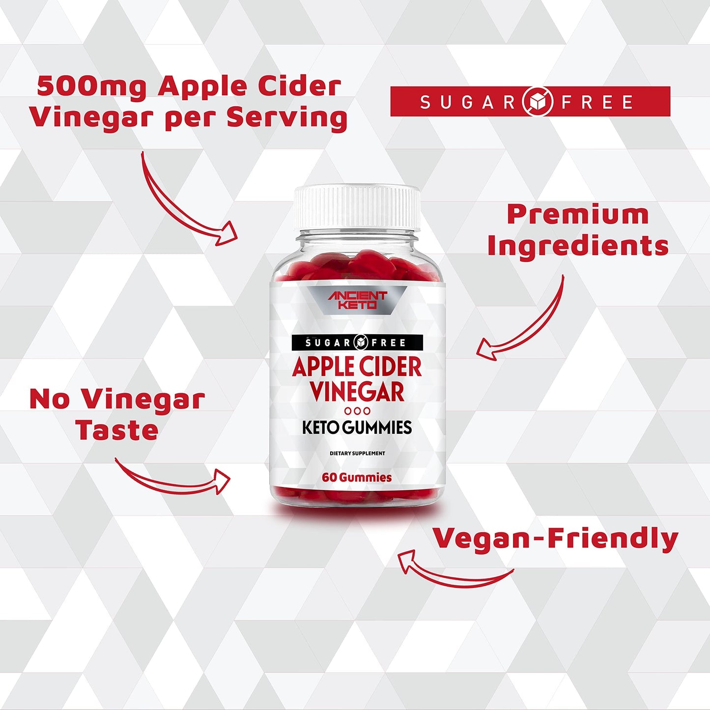 Ancient Keto Sugar Free Keto ACV Gummies, Apple Cider Vinegar Gummy