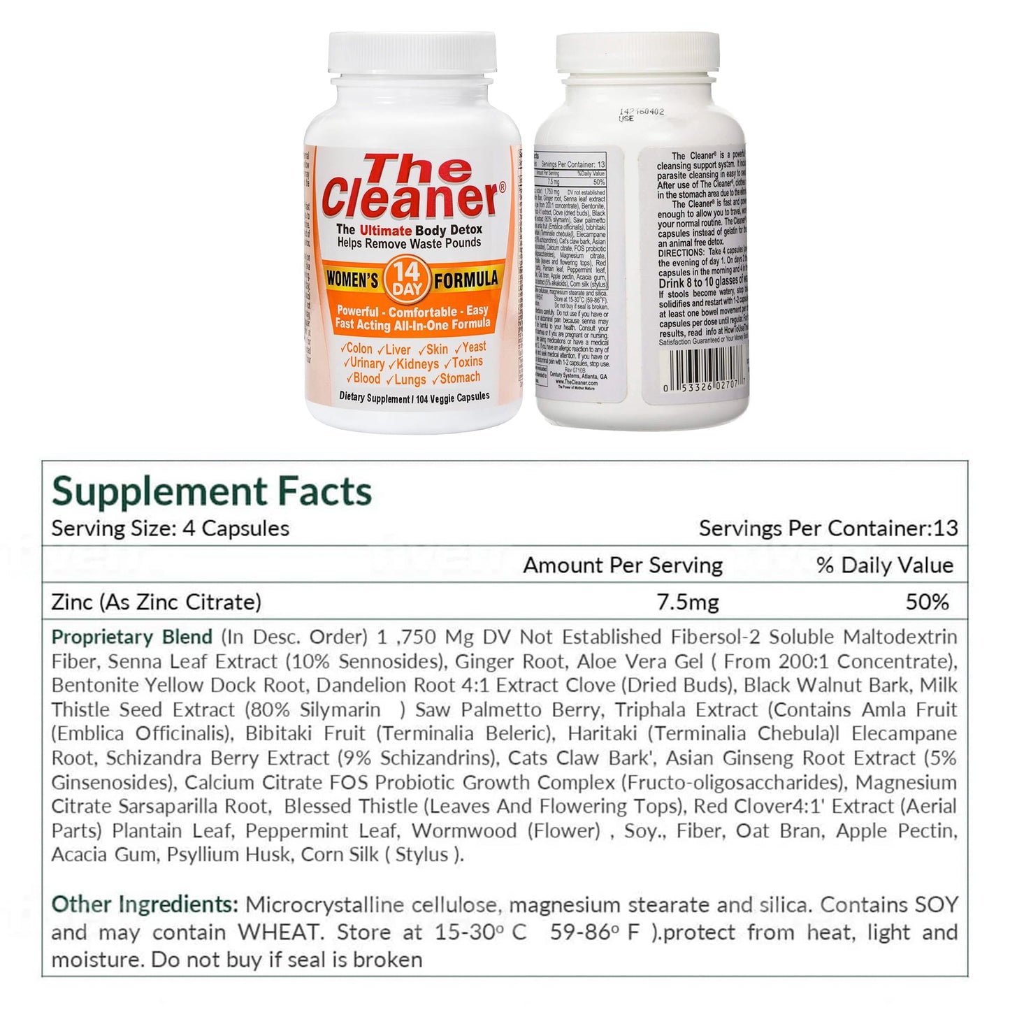 Century Systems The Cleaner Detox, Powerful 14-Day Complete Internal Cleansing Formula