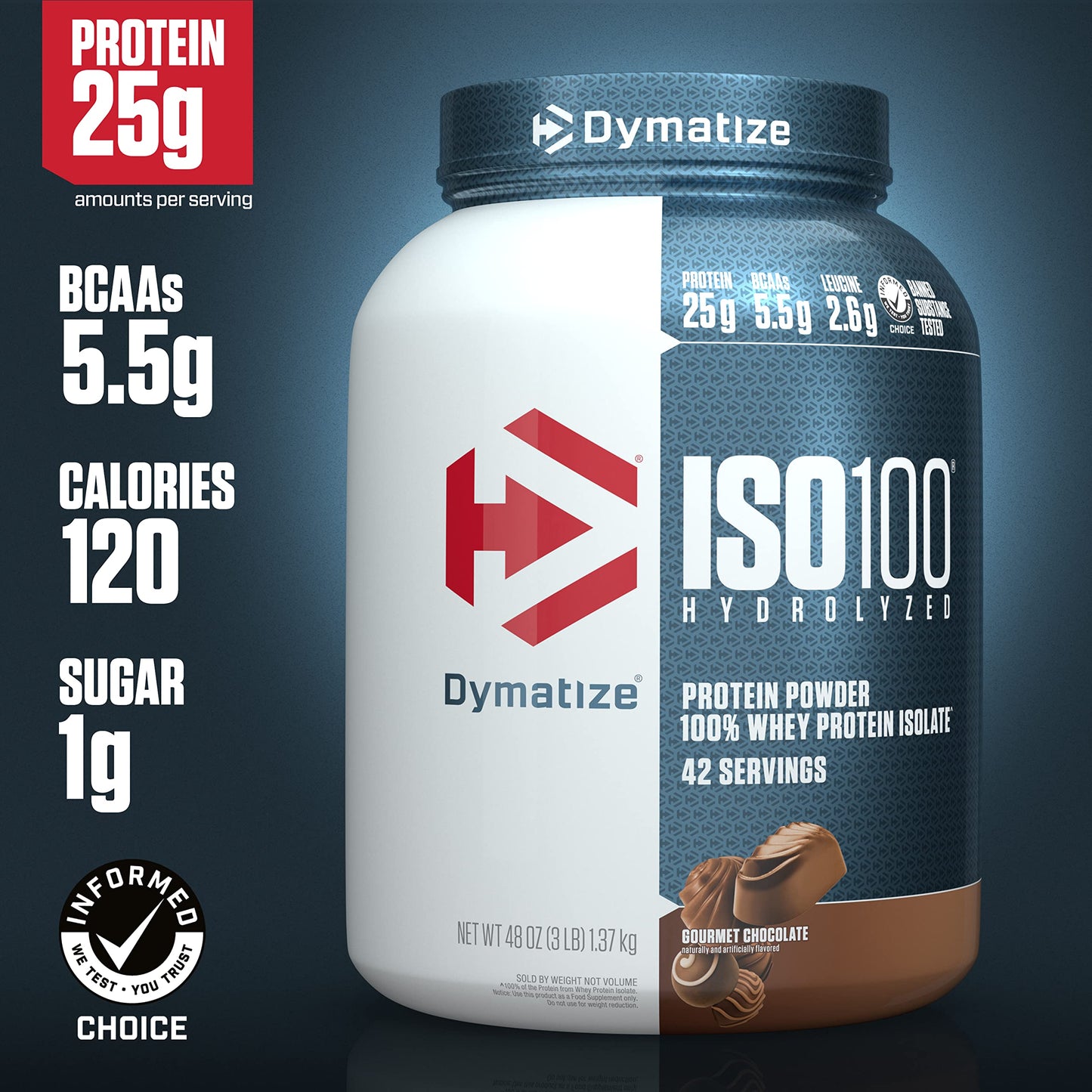 Dymatize ISO100 Hydrolyzed Protein Powder, 100% Whey Isolate Protein, 25g of Protein