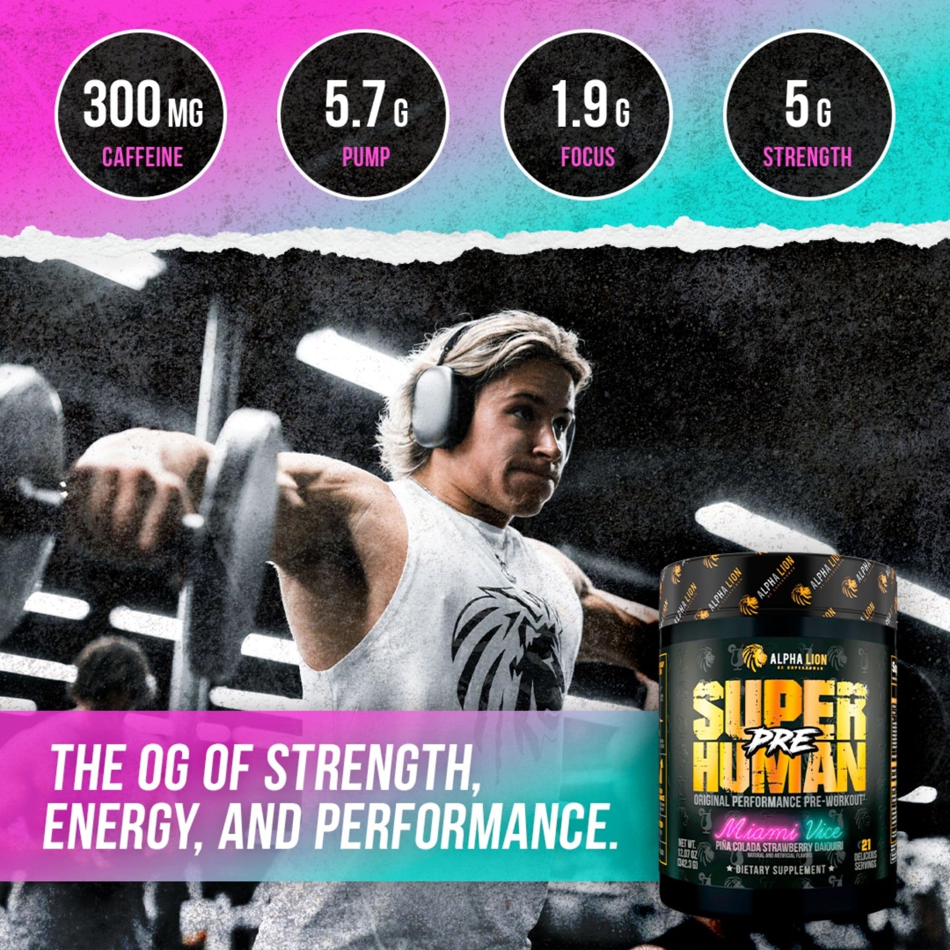 ALPHA LION Superhuman Pre Workout Powder & Post Workout Recovery Bundle, Sustained Energy & Focus + Lean Muscle Growth, Strength & Volume (Miami Vice & Muscle Marg)