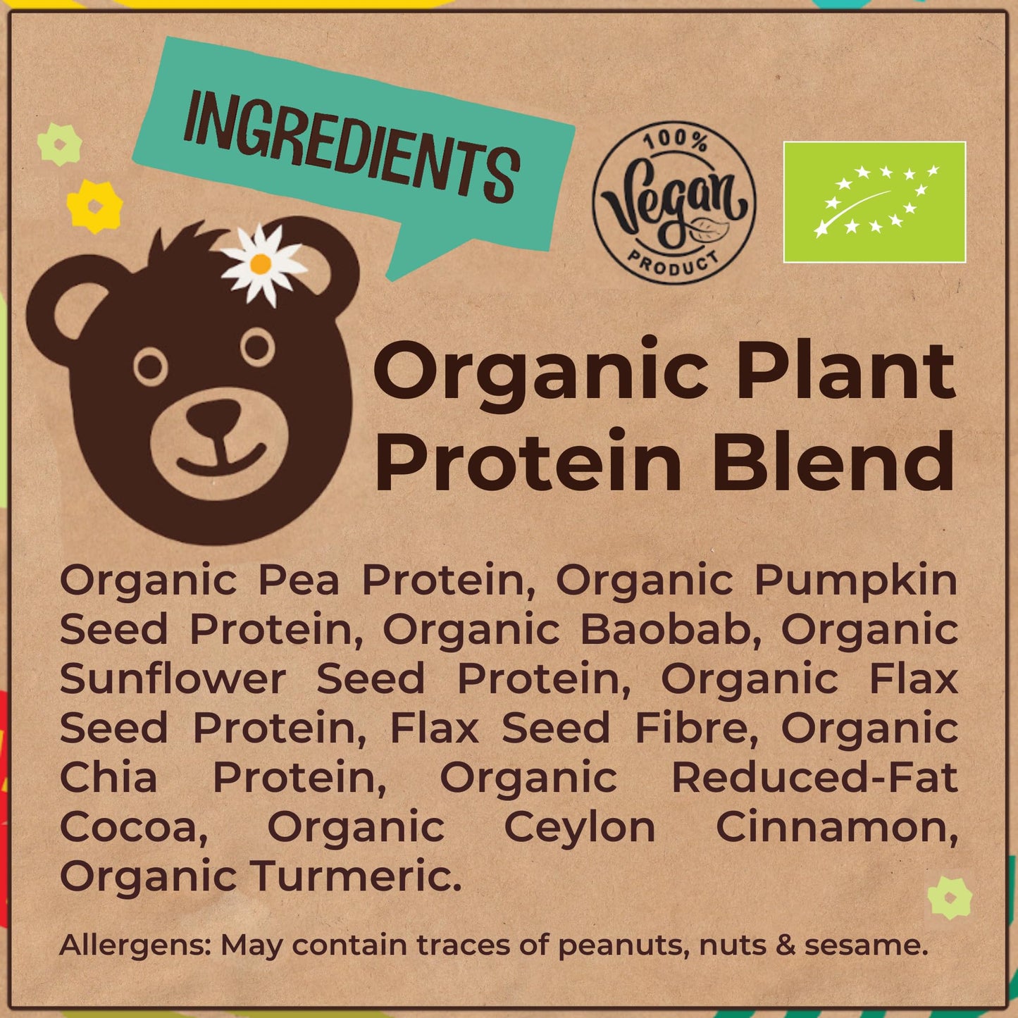 Naked Organic Vegan Protein Powder Blend (1kg - 57 Servings) Unsweetened